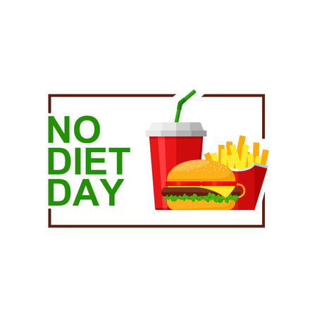 International No Diet Day Vector Illustration on white background. Junk Food icon. Fast food, Suitable for greeting card, poster and bannerのイラスト素材