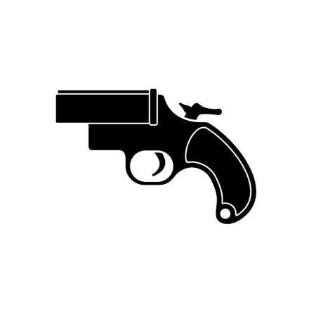 A flare gun icon, also known as a Very pistol or signal pistol, is a large-bore handgun that discharges flares. The flare gun is used for a distress signal. Vector illustrationのイラスト素材