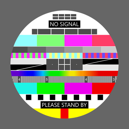 No signal TV, Television test screen in case of no signal. Test card or pattern, TV Resolution test charts background. Vector illustration.のイラスト素材