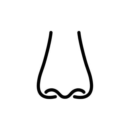 Nose icon isolated on white background, Simple line icon Smell symbol vector illustrationのイラスト素材