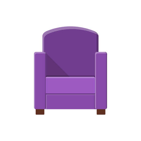 Stylish comfortable modern armchair in flat style isolated on white background. Part of the interior of a living room or office. Soft furniture for rest and relaxation. Vector illustrationのイラスト素材