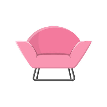 Stylish pink comfortable modern armchair in flat style isolated on white background. Part of the interior of a living room or office. Soft furniture for rest and relaxation. Vector illustrationのイラスト素材