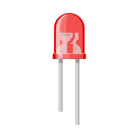 Light emitting diode icon isolated on white background. Red illuminated elements, semiconductor device. LED light bulb electrical component. Vector illustrationのイラスト素材
