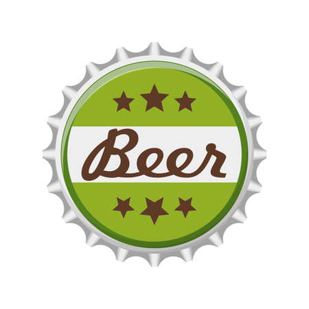 Bottle beer cap isolated on white background. Label in the form of bottle aluminum cap, Beer bottle top icon. Vector illustrationのイラスト素材