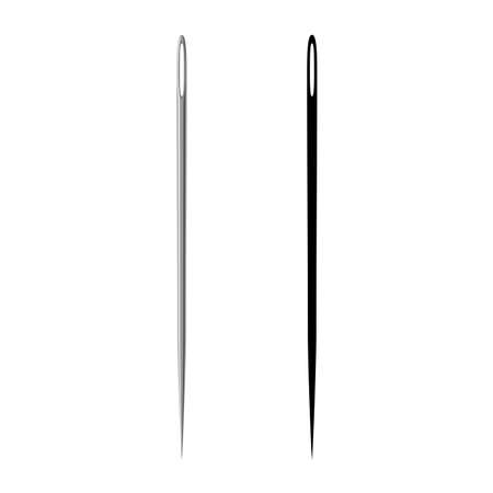 Sewing needle with and black needle icon silhouette isolated on white background. Vector illustrationのイラスト素材