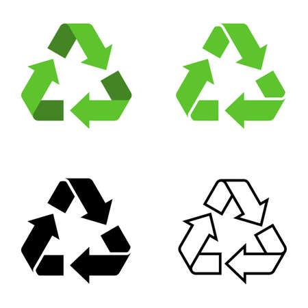 Recycling icons set isolated on white background. Arrow that rotates endlessly recycled concept. Recycle eco symbol, Ecology icons collection recycling garbage. Vector illustrationのイラスト素材