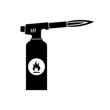 Blowtorch icon with flame isolated on white background. Manual gas torch burner, Welding flame tool. Vector illustrationのイラスト素材