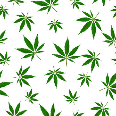Marijuana leaf seamless pattern. Medical cannabis plant, Herbal indica sativa. Natural hemp background. Addiction smoke weed drugs Illegal narcotic. Vector illustrationのイラスト素材