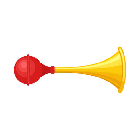 Signal horn isolated on white background. Air horn, sound signal. Rubber bike klaxon trumpet. Vector illustrationのイラスト素材