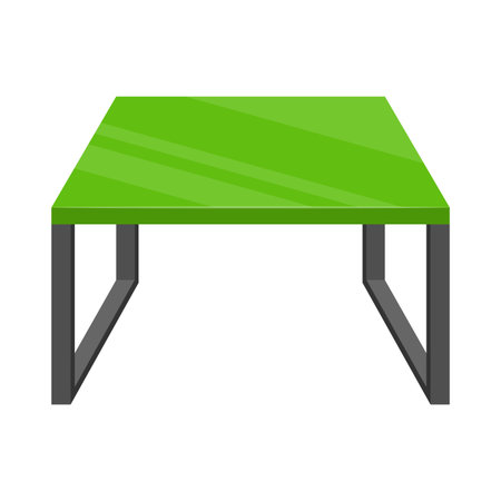 Modern green square office table isolated on white background. Modern table icon. Furniture for interior. Vector illustrationのイラスト素材