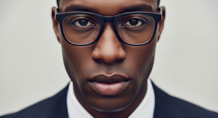 Young african male with glasses in professional attireの素材