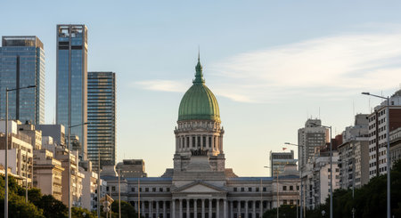 Buenos aires cityscape featuring the iconic national congress buildingの素材