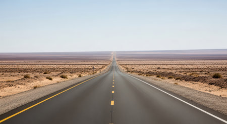 Endless desert highway stretching through vast open landscapeの素材