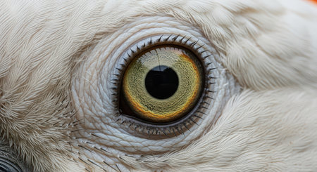Close-up view of bird's eye with intricate detail and vibrant colorsの素材