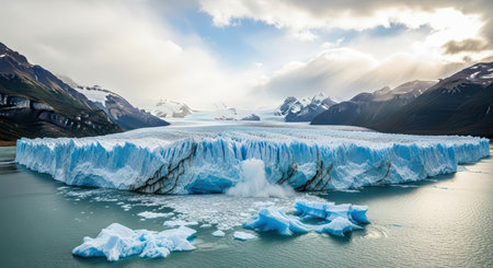 Majestic perito moreno glacier in patagonia under a dramatic skyの素材
