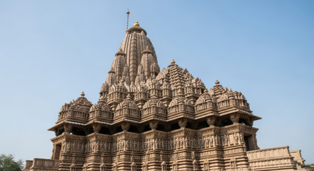 Majestic khajuraho temple under clear blue skyの素材