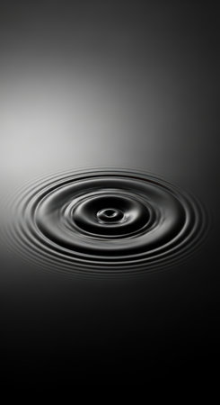 Serene water ripple in monochrome black and white minimalist artの素材