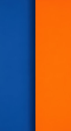 Vibrant blue and orange color split abstractionの素材
