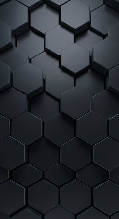 Abstract 3d black hexagonal pattern on dark surfaceの素材