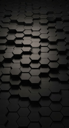 Dark hexagonal geometric pattern with dimensional shadowsの素材