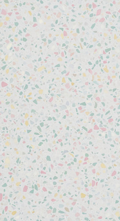 Colorful pastel terrazzo texture with speckled pattern on white backgroundの素材
