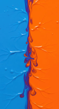 Vibrant abstract art with blue and orange fluid patternsの素材
