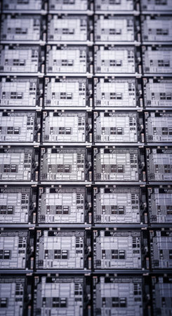 Close-up of patterned circuit boards with complex designsの素材