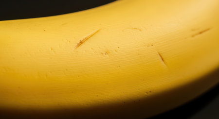 Close-up of fresh ripe yellow banana with textured skinの素材