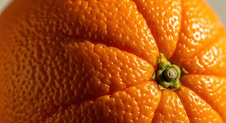Close-up of ripe orange with vibrant textured peelの素材