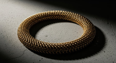 Elegant gold chain bracelet on textured concrete surface with dramatic lightingの素材