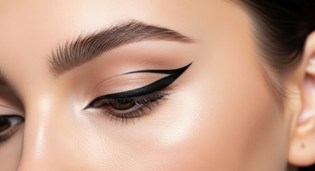 Female eye with dramatic black eyeliner highlighting precision and styleの素材