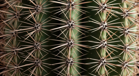 Close-up of cactus spines showcasing intricate patterns and natural geometryの素材
