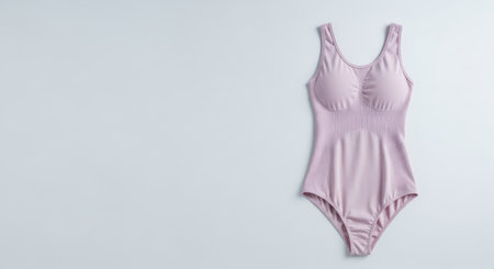Light pink one-piece swimsuit on minimalistic light gray backgroundの素材