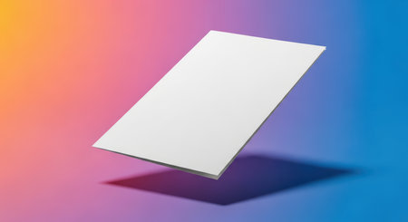 Floating blank paper on colorful gradient backgroundの素材