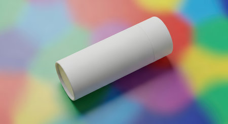 White cylindrical object on vivid colorful backgroundの素材