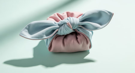 Pastel pink and blue fabric knot on light backgroundの素材