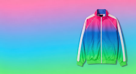 Colorful gradient jacket on multicolor background with pink, blue, and green huesの素材