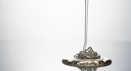 Golden honey stream glistening as it pours into puddleの素材