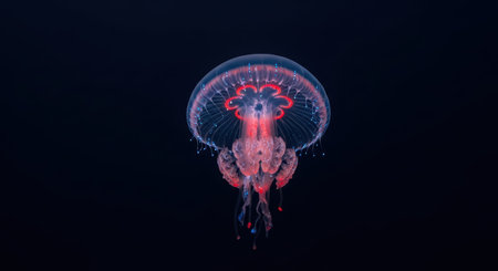Luminescent jellyfish in deep oceanの素材