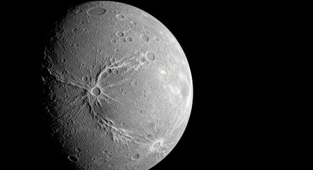 Craters and surface features on dione, saturn's icy moonの素材