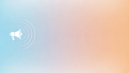 Megaphone on gradient background with sound waves.の素材