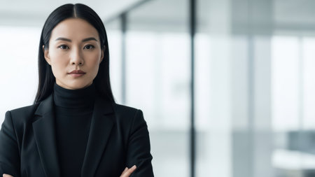 Confident asian female professional in modern office environment.の素材