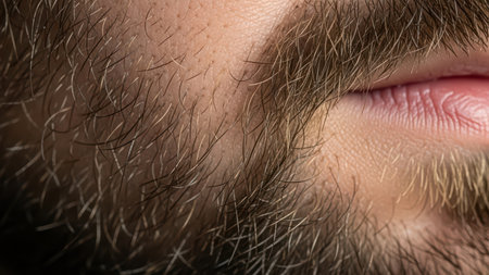 Close-up of beard on caucasian male adult's faceの素材