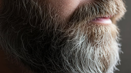 Close-up of mature caucasian male with full beard and moustacheの素材