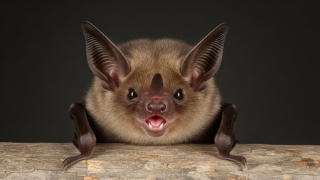 Close-up portrait of a bat: wildlife photography highlighting nature's unique creatures.の素材