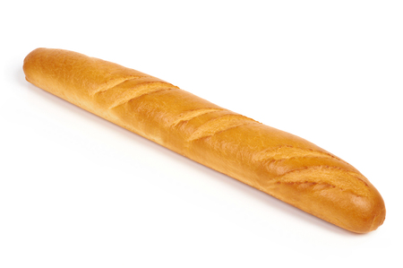 One baguette isolated on the white backgroundの写真素材
