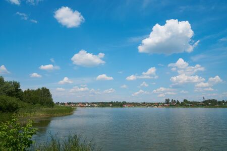 Summer day on Chyornaya river in Moscow regionの写真素材