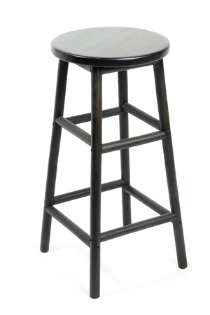 Black wooden bar stool isolated on white backgroundの写真素材