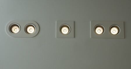 Electric led lamps mounted in the wallの写真素材