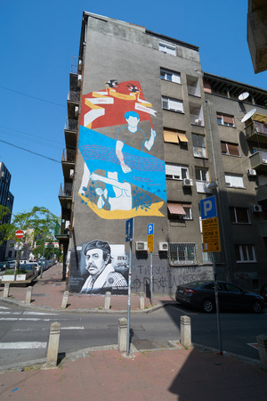 Belgrade, Serbia - May 02, 2018: Gospodar Jevremova street in the afternoon with typical street art.のeditorial素材